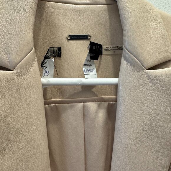 Alice + Olivia Macey Faux Beige Leather Blazer - Picture 6 of 15